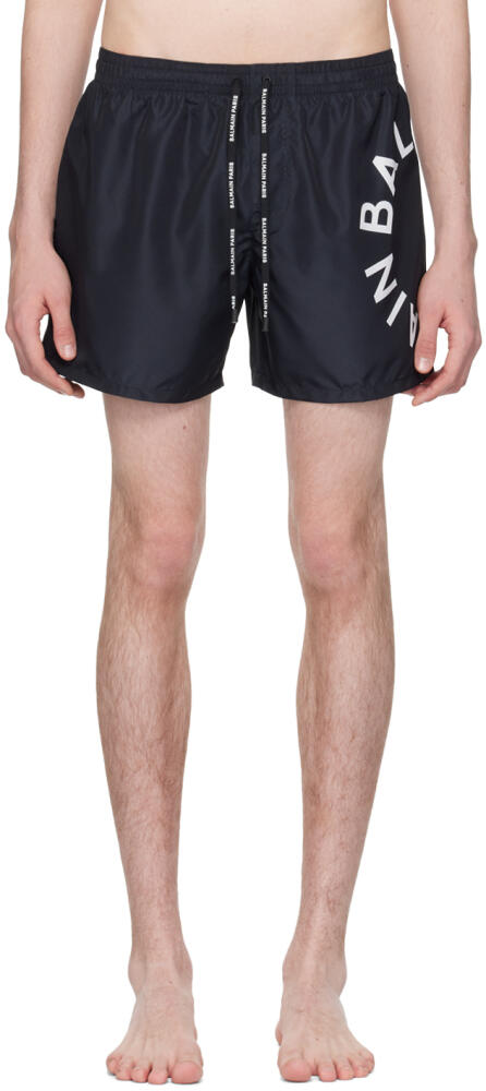 Balmain Black Printed Swim Shorts Cover