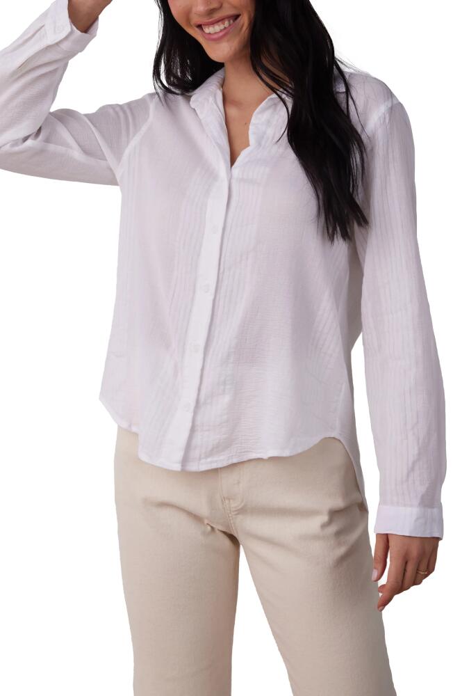 Bella Dahl Tonal Stripe Cotton & Linen Button-Up Shirt in White Cover