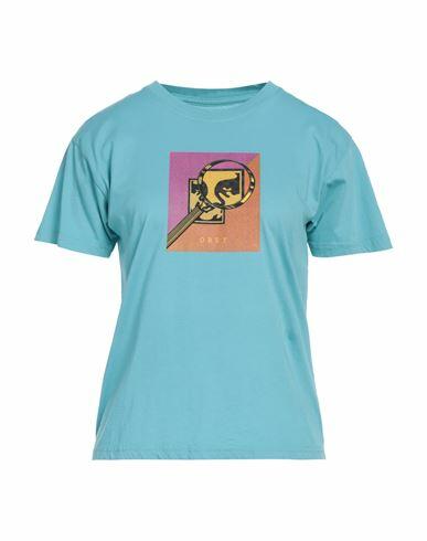 Obey Woman T-shirt Turquoise Organic cotton Cover