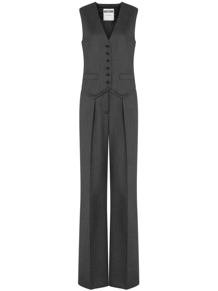 Moschino V-neck tailored jumpsuit - Grey Cover