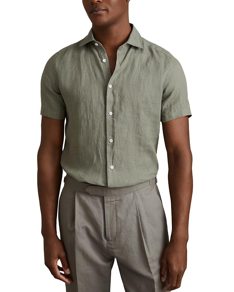 Reiss Holiday Slim Fit Linen Shirt Cover