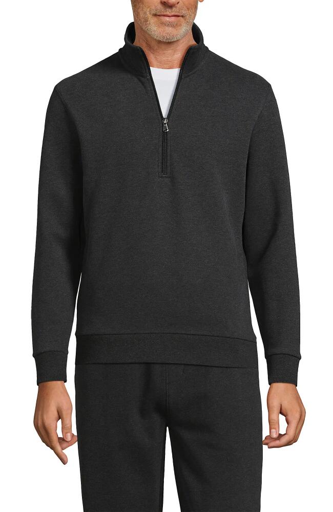 Lands' End Long Sleeve Serious Sweats Half Zip Mock Sweatshirt in Dark Charcoal Heather Cover