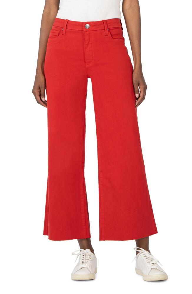 KUT from the Kloth Meg Raw Hem High Waist Ankle Wide Leg Jeans in Fire Cover