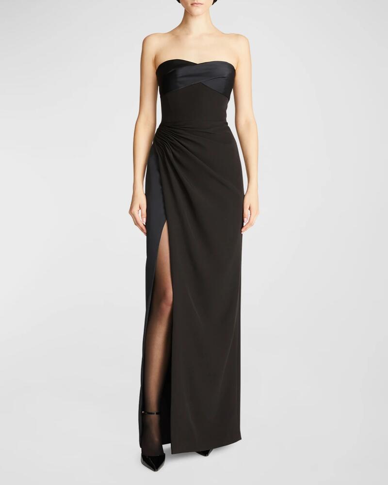 Halston Esther Strapless Crepe & Satin Column Gown Cover