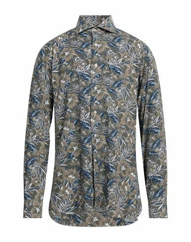 Barba Napoli Man Shirt Military green Viscose Cover