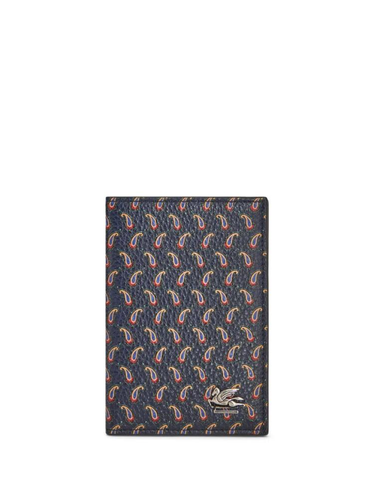 ETRO Pegaso-plaque paisley-print wallet - Blue Cover