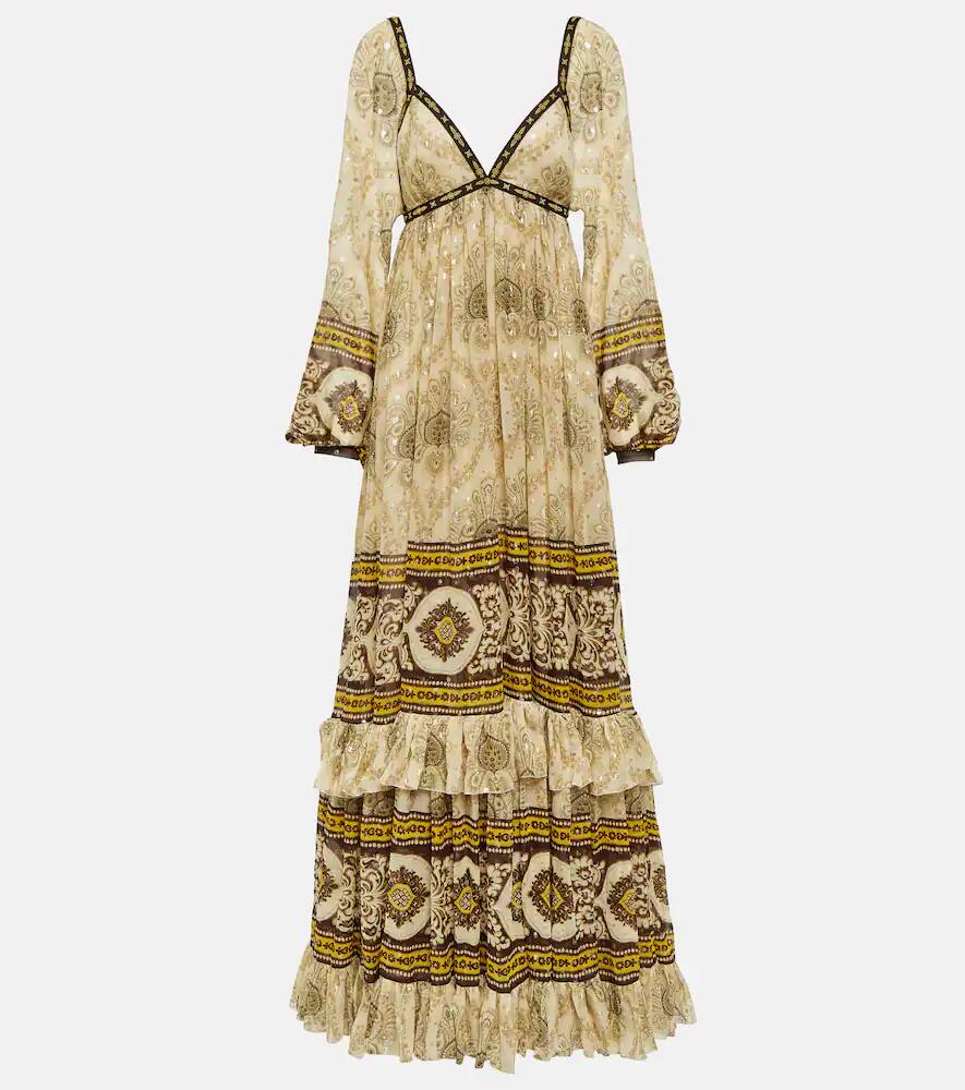 Etro Ruffled printed silk jacquard gown Cover