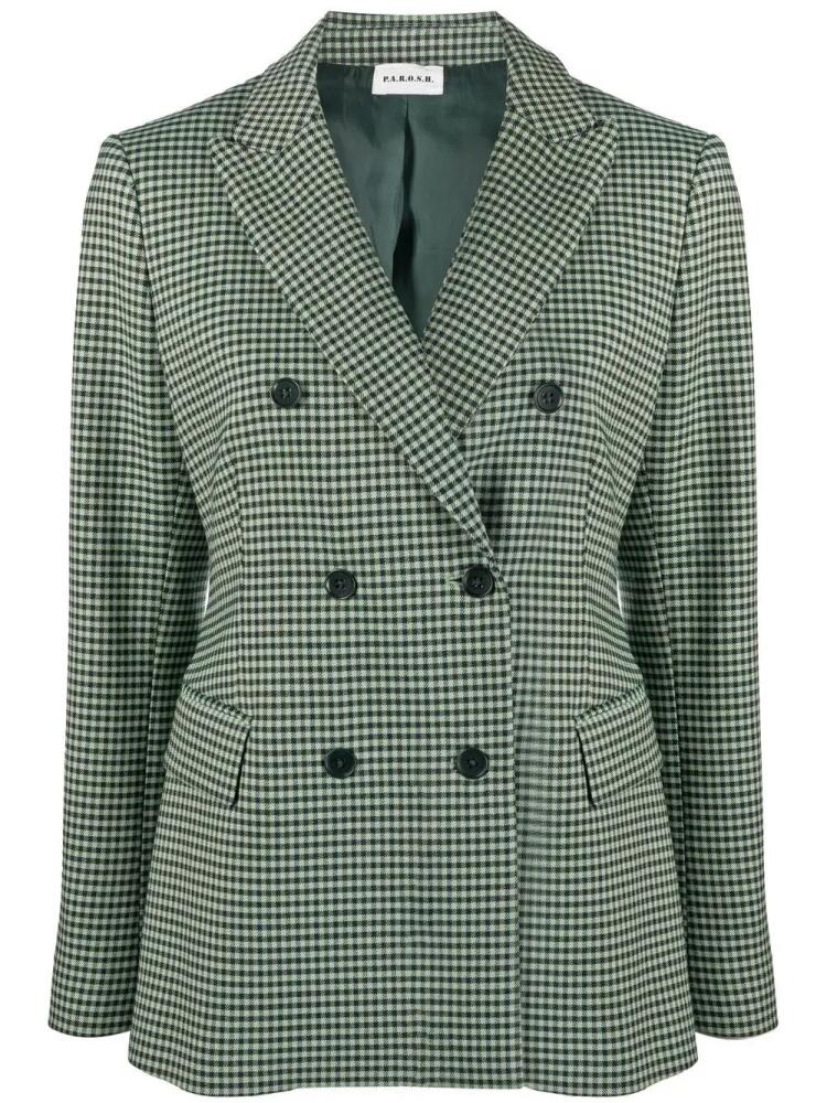 P.A.R.O.S.H. checked double-breasted blazer - Green Cover