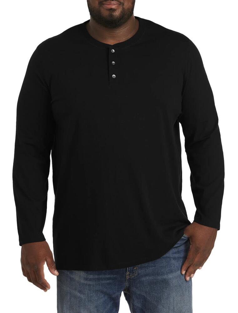 Harbor Bay by DXL Wicking Long-Sleeve Henley Shirt in Black Cover