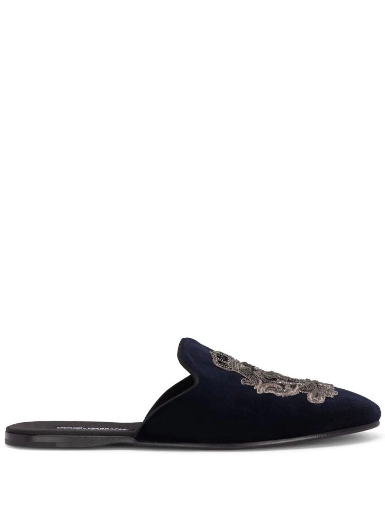 Dolce & Gabbana embroidered velvet slippers - Black Cover