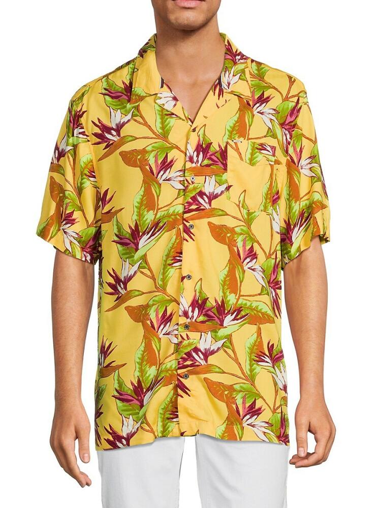 BUFFALO David Bitton Men's Soprine Tropical Camp Shirt - Yellow Cover