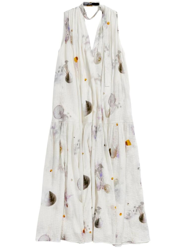 Bimba y Lola botanical-print flared dress - White Cover