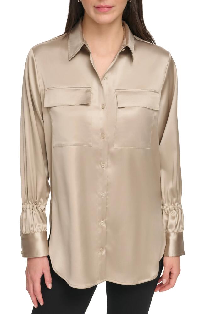 DKNY Long Sleeve Button-Up Shirt in Pebble Cover