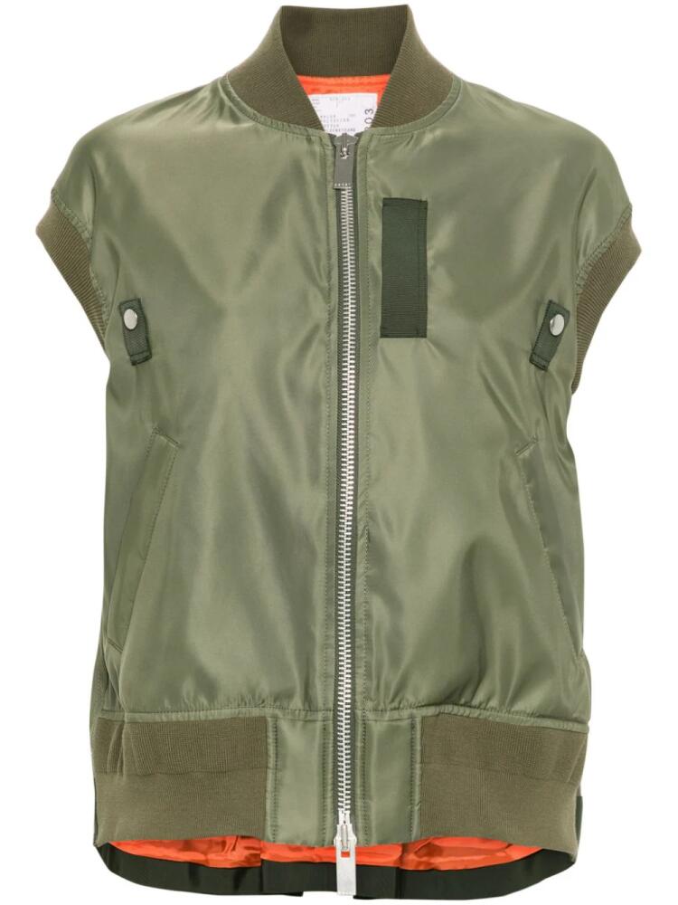 sacai box-pleat detail vest - Green Cover