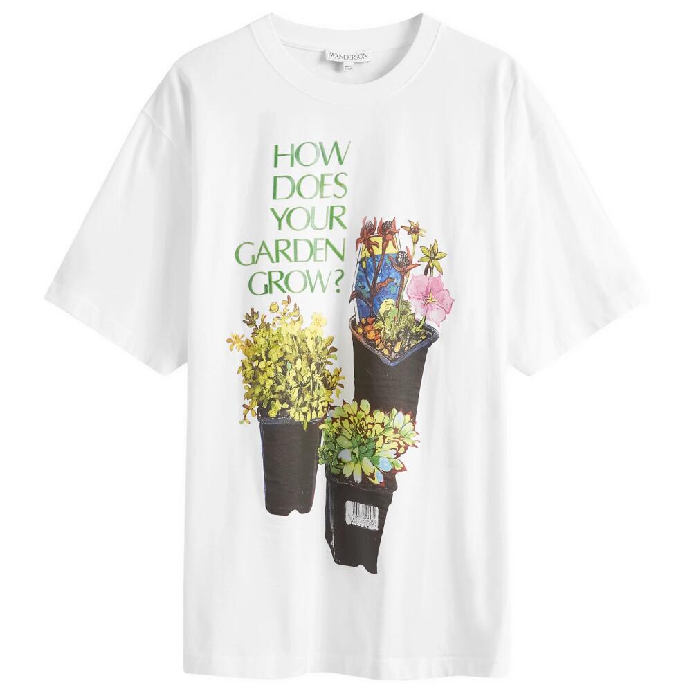 JW Anderson Men's Flower Pot Print Oversized T-Shirt in White Cover