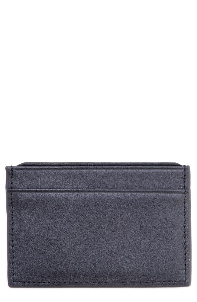 ROYCE New York Personalized RFID Leather Card Case in Navy Blue- Deboss Cover