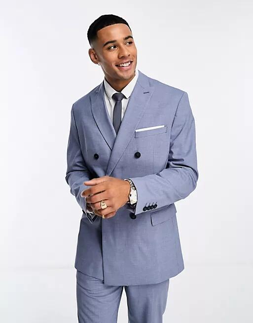 Selected Homme double breasted suit jacket in blue Cover