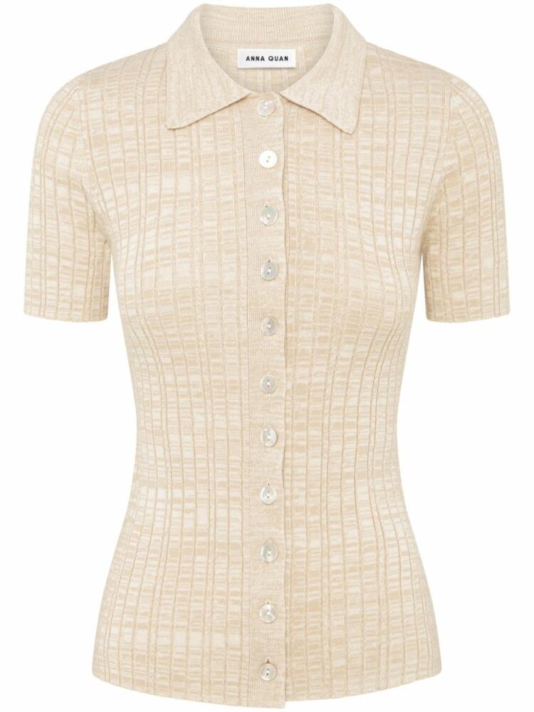 Anna Quan Avi ribbed-knit polo shirt - Neutrals Cover