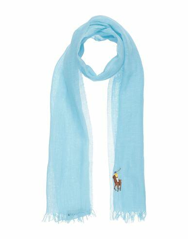 Polo Ralph Lauren Man Scarf Light blue Linen, Cotton Cover