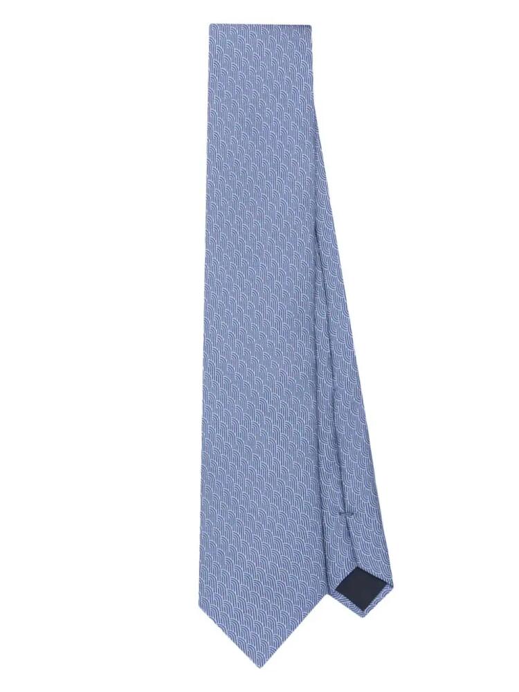 Corneliani patterned-jacquard silk tie - Blue Cover