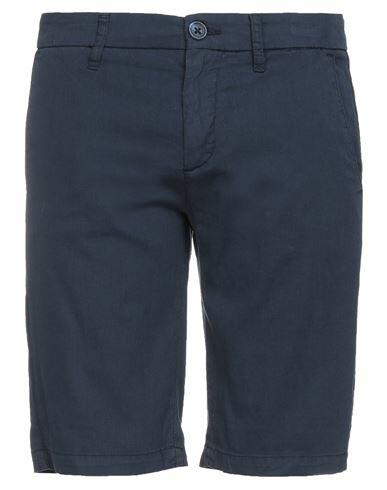 Guess Man Shorts & Bermuda Shorts Midnight blue Cotton, Linen, Elastane Cover