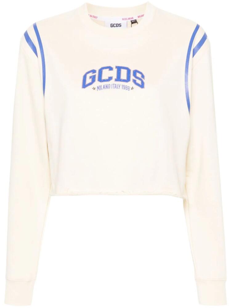 GCDS logo-print cropped sweatshirt - Neutrals Cover