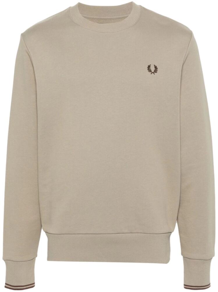 Fred Perry logo-embroidered cotton sweatshirt - Neutrals Cover