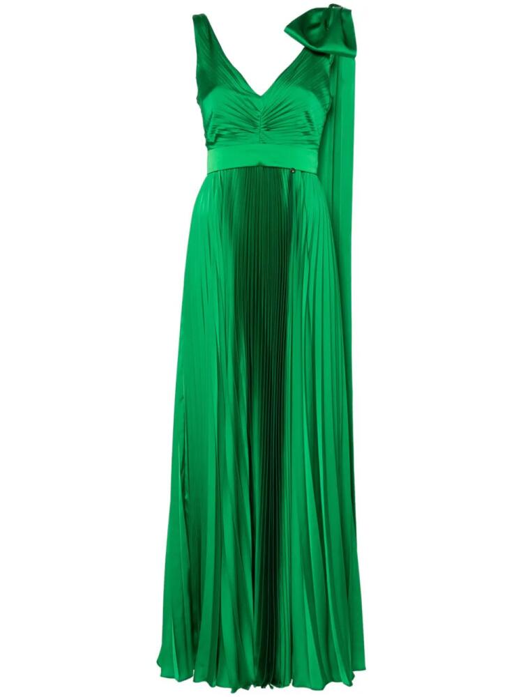 NISSA bow-detail pleated maxi dress - Green Cover