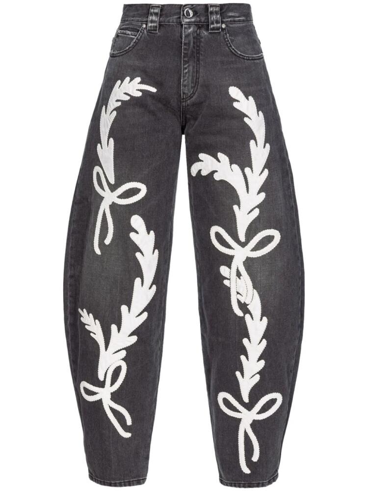 PINKO embroidered wide-leg jeans - Black Cover