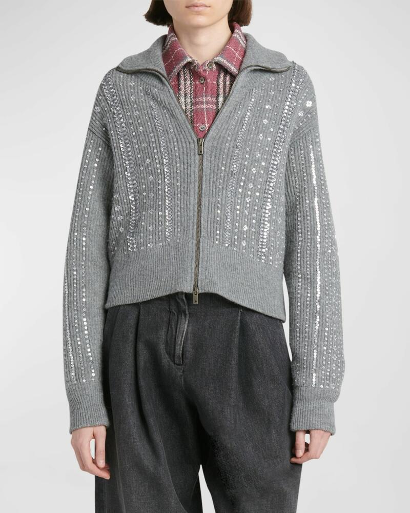 Golden Goose Journey Sequined Full Zip Sweater Cover