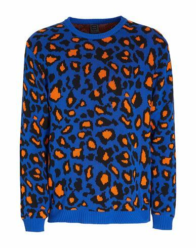 8 By Yoox Leopard Jacquard Sweater Man Sweater Bright blue Recycled polyester, Recycled cotton Cover