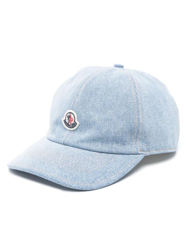 Moncler logo-patch denim cap - Blue Cover