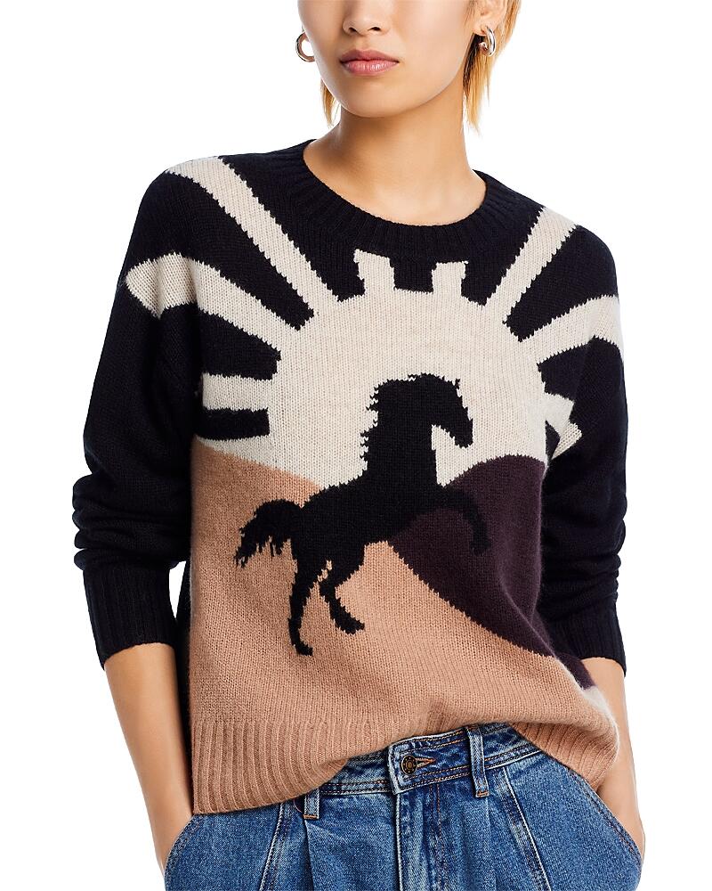 Aqua Cashmere Horse Intarsia Crewneck Cashmere Sweater - Exclusive Cover