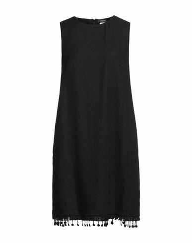 's Max Mara Woman Midi dress Black Linen, Cotton, Elastane Cover