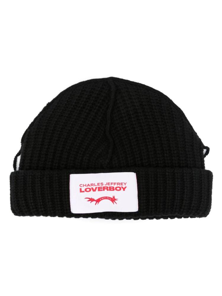 Charles Jeffrey Loverboy logo-apliqué chunky-knit beanie - Black Cover