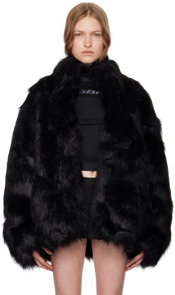 MISBHV Black Funnel Neck Faux-Fur Jacket Cover