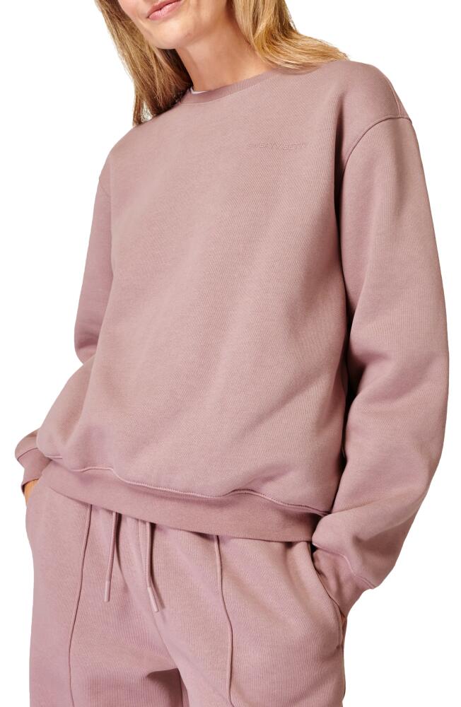 Sweaty Betty The Elevated Cotton Blend Crewneck Sweatshirt in Dusk Pink Cover