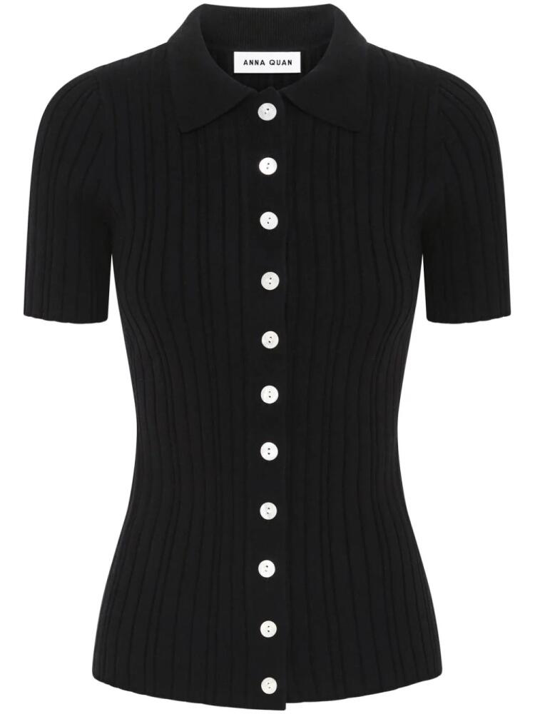 Anna Quan Avi button-up ribbed top - Black Cover