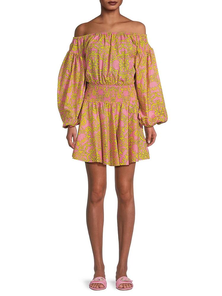 Misa Los Angeles Women's Jordana Off Shoulder Mini Dress - Pink Yellow Cover