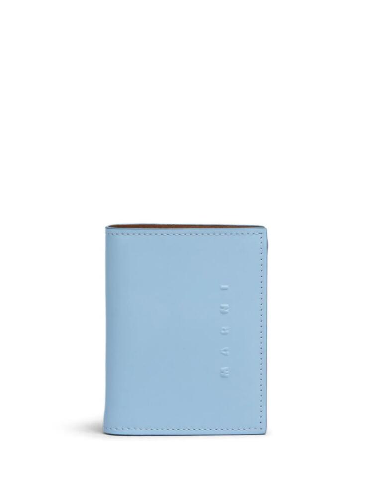 Marni bi-fold embossed logo leather wallet - Blue Cover