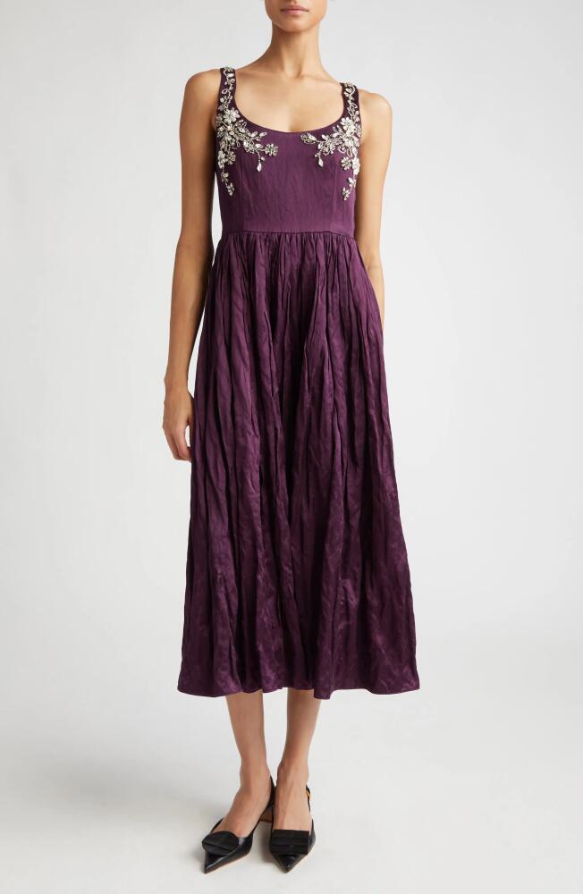 Erdem Crystal Embellished Crushed Satin Cocktail Dress in Merlot Cover