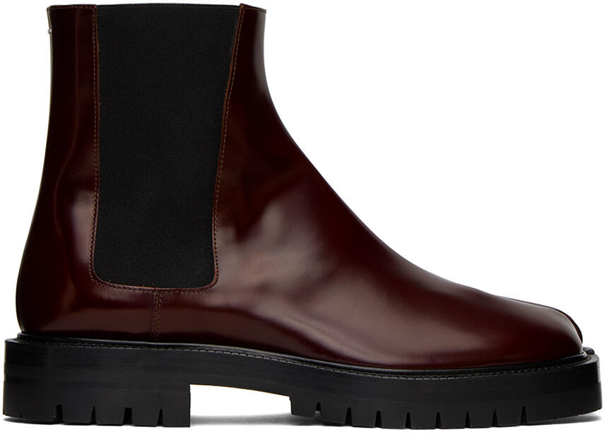 Maison Margiela Burgundy Tabi County Chelsea Boots Cover