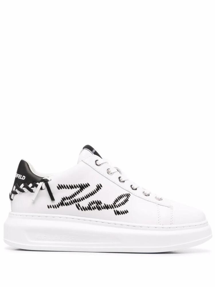 Karl Lagerfeld embroidered-logo leather sneakers - White Cover