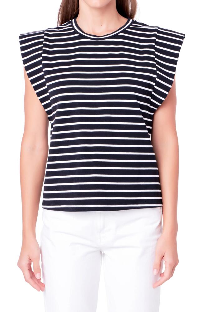 English Factory Stripe Extended Shoulder T-Shirt in Black/White Cover