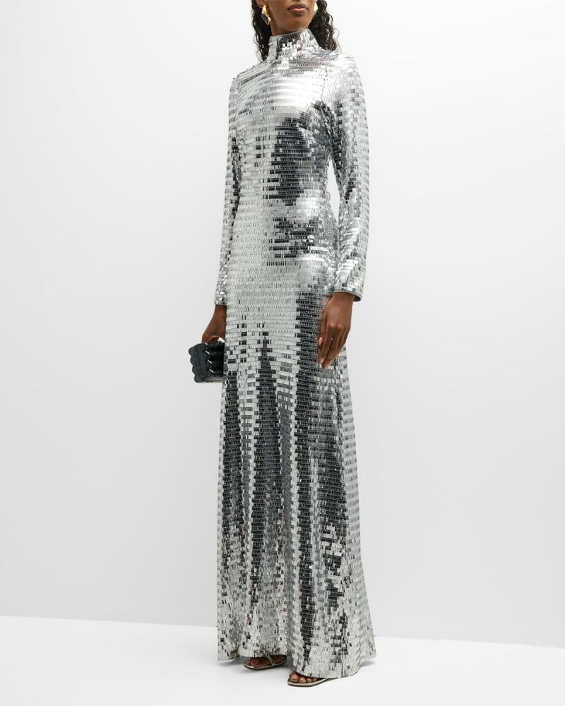 SIMONMILLER Sequin Sculpty High-Collar Maxi Dress Cover