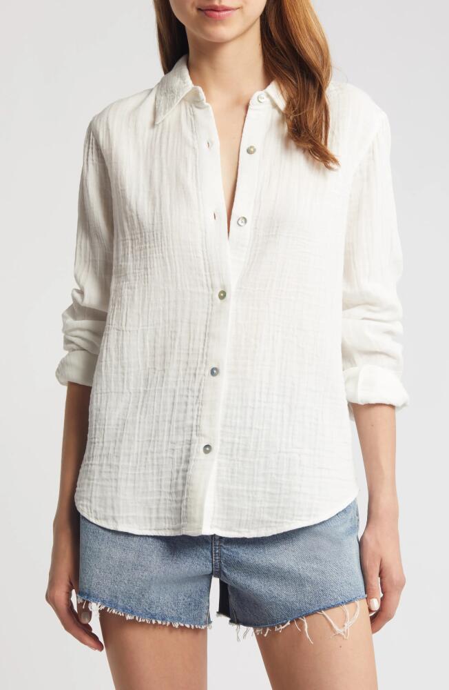 Faherty Dream Organic Cotton Gauze Button-Up Shirt in White Cover