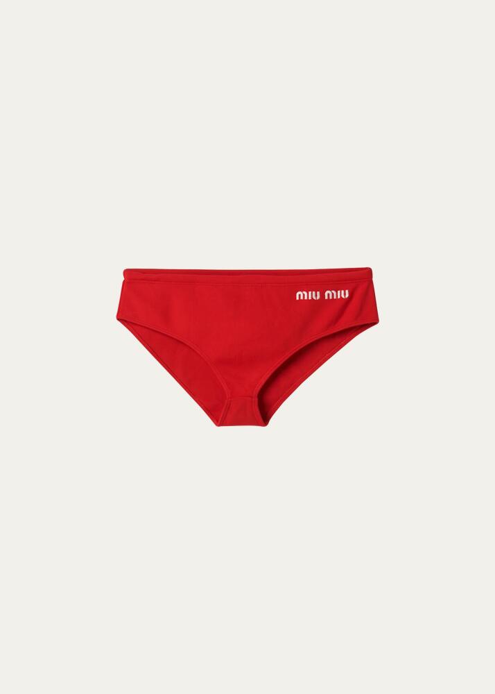 Miu Miu Logo-Embroidered Bikini Bottoms Cover