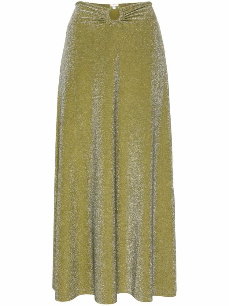 Johanna Ortiz ring-detail lurex midi skirt - Green Cover