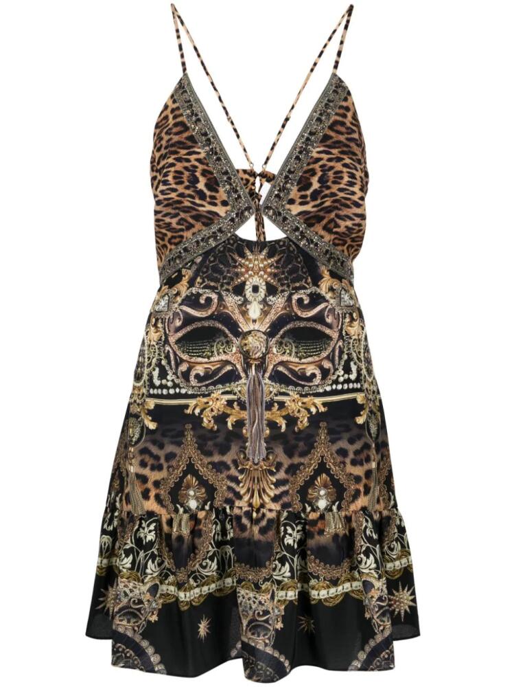 Camilla leopard-print cutout silk minidress - Multicolour Cover