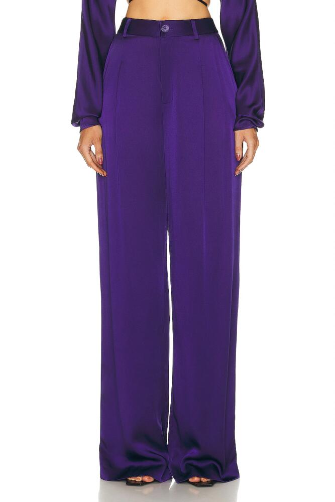 Lapointe Doubleface Satin Relaxed Pleated Pant in Purple Cover